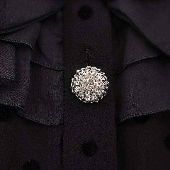 Alessandra Rich Women's Silk/Lace Polka Dot Midi Dress Black Sz 38 US Sz 2 - Picture 5 of 11